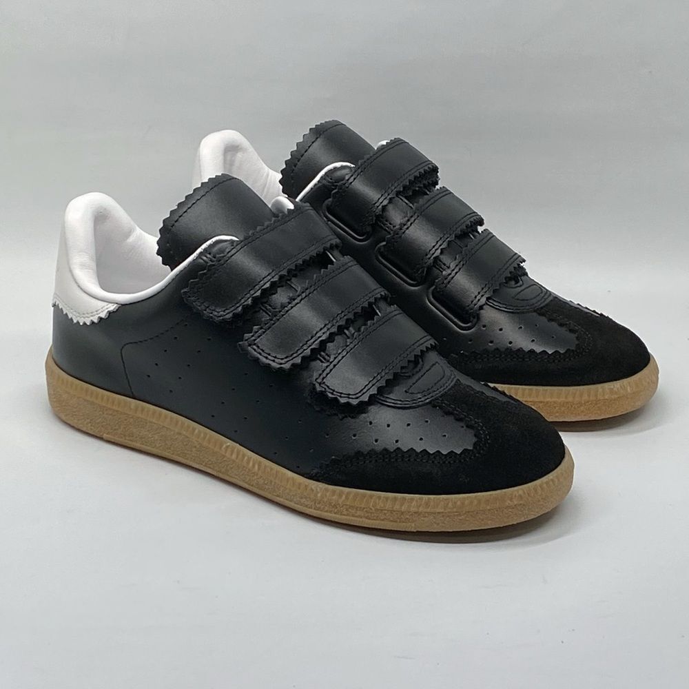 Isabel Marant Beth Perforated Leather Grip-Strap Sneakers size 35